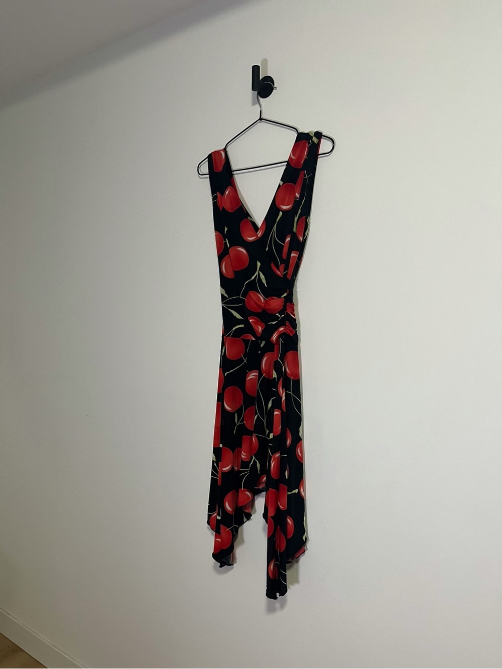 vintage cherry print asymmetrical dress